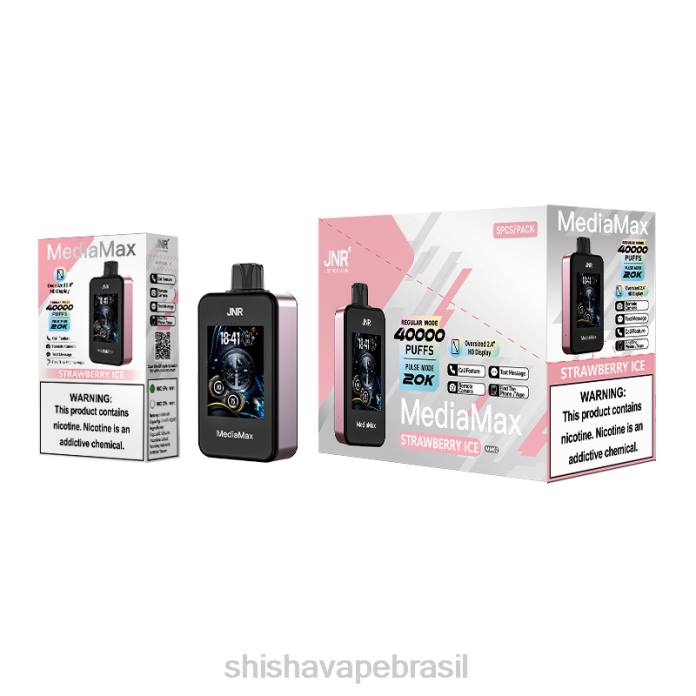 JNR MediaMax 40k sopro gelo de morango 00Z417 | JNR VAPE NICOTINE CONTENT